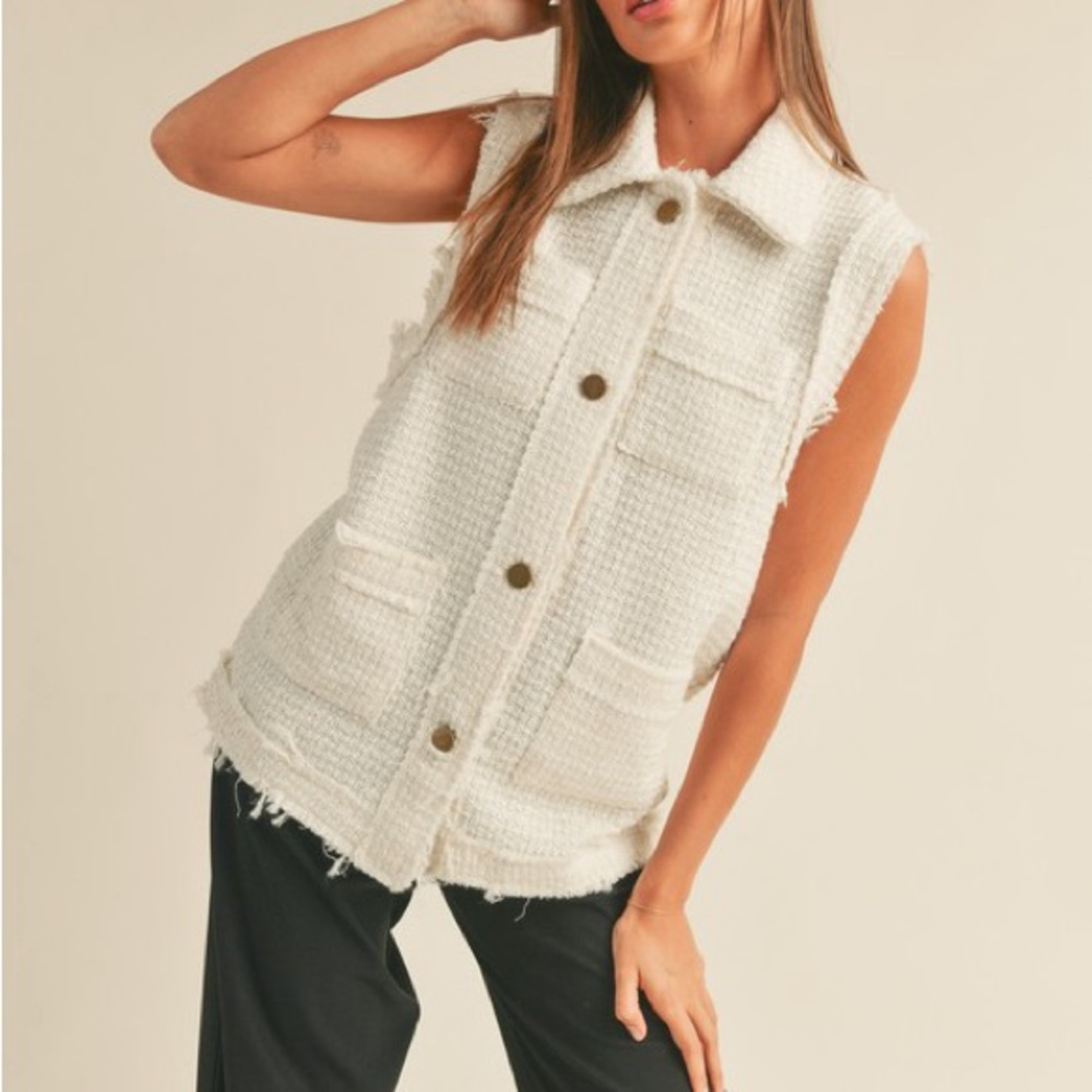 Women's Cream Tweed Vest